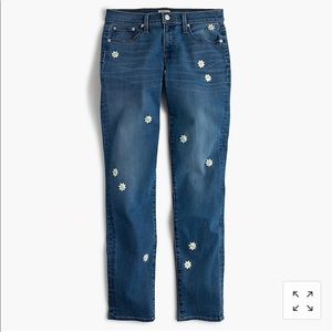 J.crew embroidered daisy jeans, sz 28, NWT